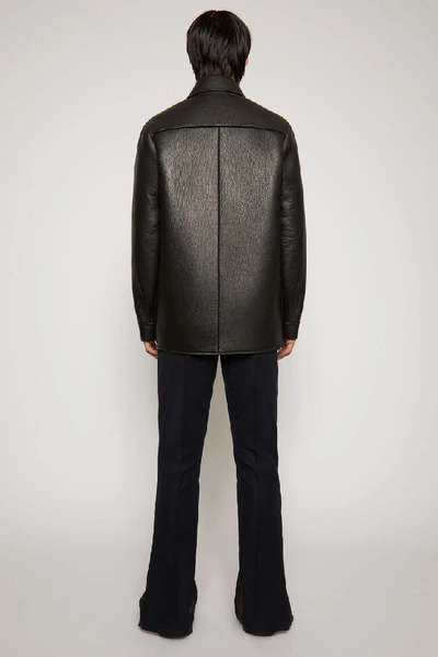 Shop Acne Studios Leather Chore Jacket Black