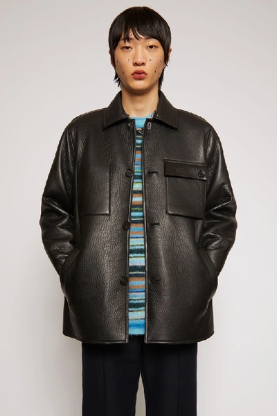 Shop Acne Studios Leather Chore Jacket Black