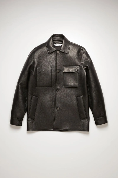 Lopris Bond Leather Shirt Jacket In Black