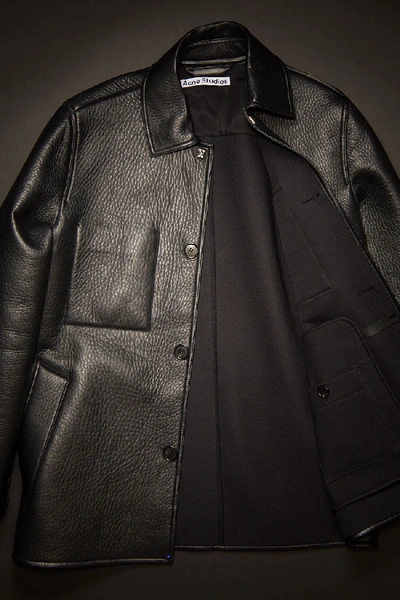 Shop Acne Studios Leather Chore Jacket Black