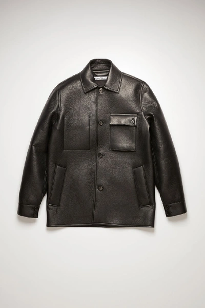 Shop Acne Studios Leather Chore Jacket Black