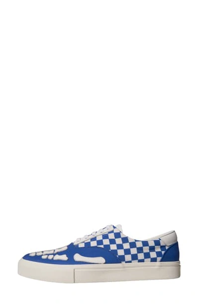 Shop Amiri Checkered Skel Toe Lace-up Sneaker In Blue/ White