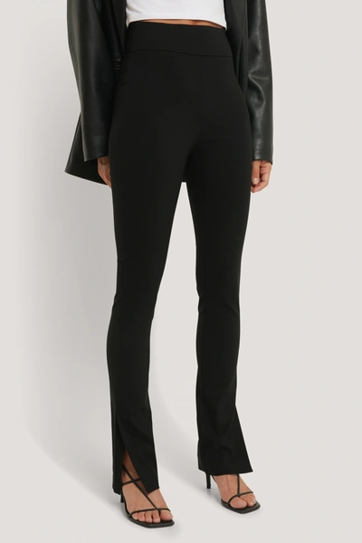 Shop Na-kd Slim-fit Super Stretch Slit Pants In Black