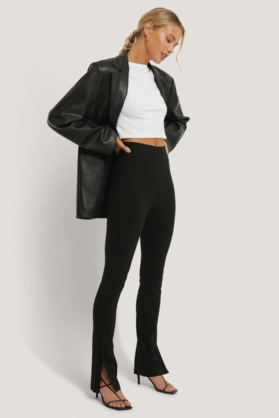Shop Na-kd Slim-fit Super Stretch Slit Pants In Black