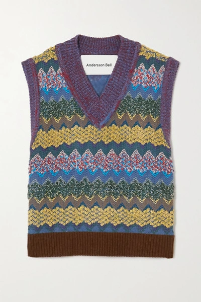 Shop Andersson Bell Crochet-knit Vest In Purple