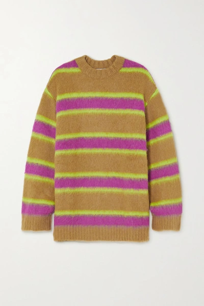 Shop Andersson Bell Striped Knitted Sweater In Camel