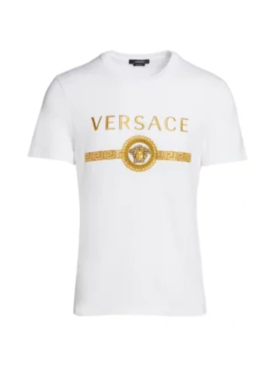 Shop Versace Men's Medusa Logo T-shirt In White