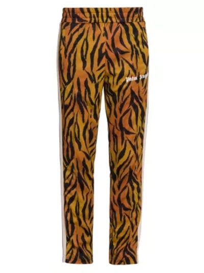 Shop Palm Angels Tiger Side Stripe Track Pants In Brown White
