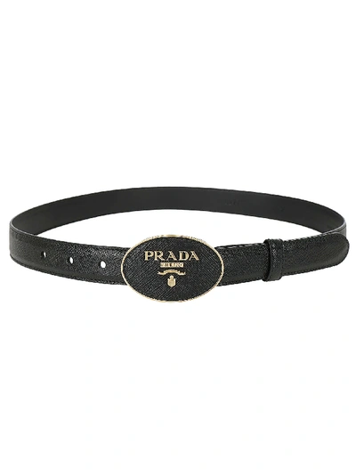 Shop Prada Logo Buckled Belt In Black