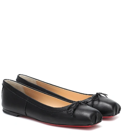 Christian Louboutin Mamadrague Napa Bow Red Sole Ballerina Flats In Black