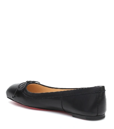 Christian Louboutin Mamadrague Napa Bow Red Sole Ballerina Flats In Black