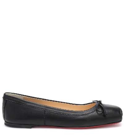 Christian Louboutin Mamadrague Napa Bow Red Sole Ballerina Flats In Black