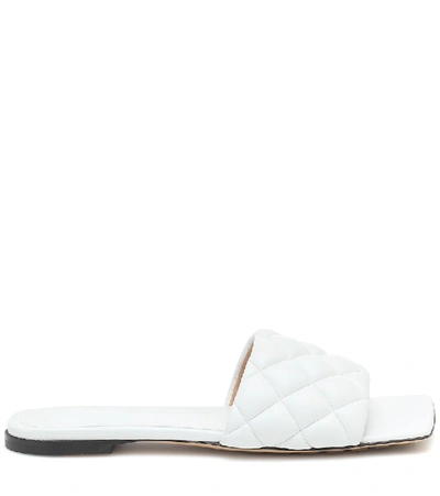 Bottega Veneta 10mm Padded Leather Slide Flats In White