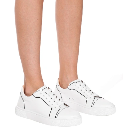 Shop Christian Louboutin Vieirissima Leather Sneakers In White