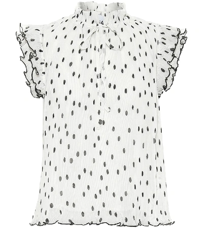 Shop Ganni Georgette Dotted Top In White