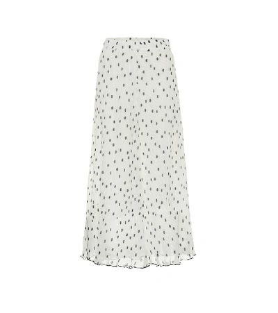 Shop Ganni Dotted Midi Skirt In White