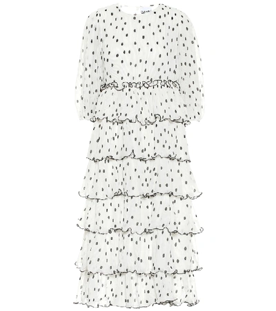 Shop Ganni Georgette Tiered Midi Dress In White