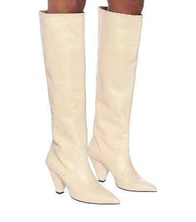 Shop Souliers Martinez San Jose Leather Knee-high Boots In White