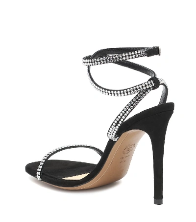 Shop Alexandre Vauthier Carine Crystal-embellished Suede Sandals In Black