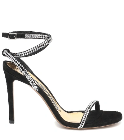 Shop Alexandre Vauthier Carine Crystal-embellished Suede Sandals In Black