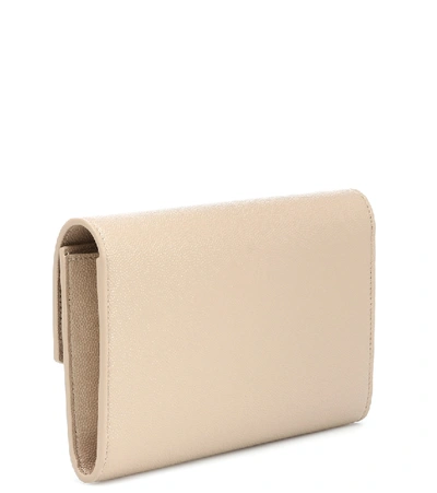 Shop Saint Laurent Uptown Leather Wallet On Chain In Beige