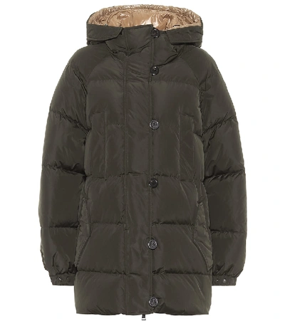 Shop Moncler Down Coat In Green