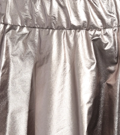 Shop Moncler Coated Cotton Midi Skirt In Silver