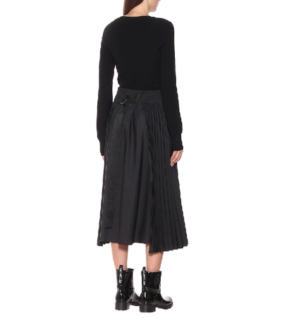 Shop Moncler Wool Midi Dress In Black