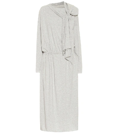 Shop Mm6 Maison Margiela Cotton Jersey Midi Dress In Grey