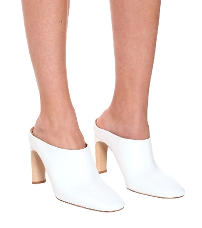 Shop Jil Sander Leather Mules In White