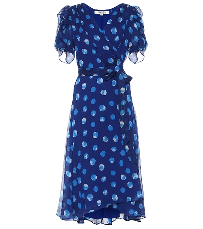 Shop Diane Von Furstenberg Kimora Silk Chiffon Wrap Dress In Blue