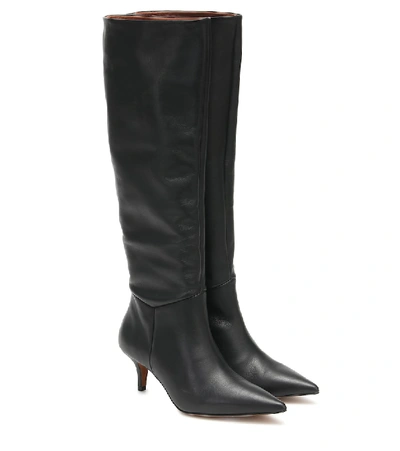 Shop Souliers Martinez Elena Leather Knee-high Boots In Black