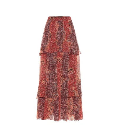Shop Etro Tiered Printed Silk Maxi Skirt In Multicoloured