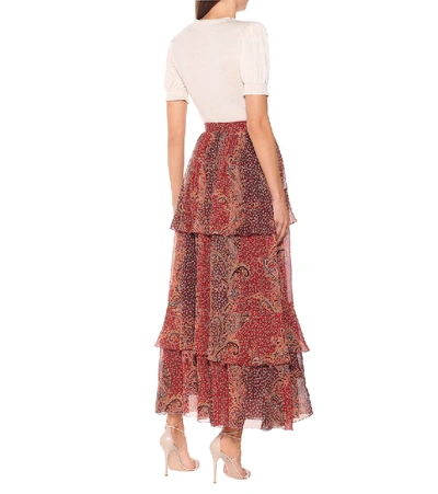 Shop Etro Tiered Printed Silk Maxi Skirt In Multicoloured