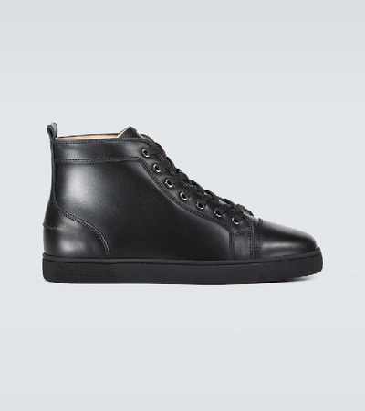 Christian Louboutin Louis High-top Chevron-panel Leather Trainers In Black