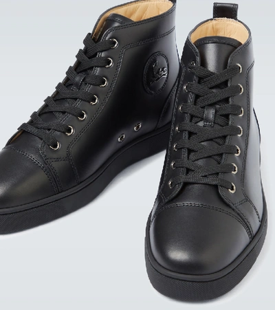 Christian Louboutin Louis High-top Chevron-panel Leather Trainers In Black