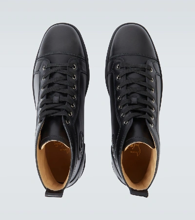 Christian Louboutin Louis High-top Chevron-panel Leather Trainers In Black