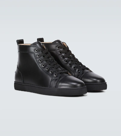 Christian Louboutin Louis High-top Chevron-panel Leather Trainers In Black