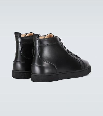 Christian Louboutin Louis High-top Chevron-panel Leather Trainers In Black
