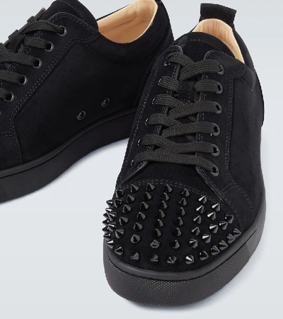 Shop Christian Louboutin Louis Junior Spikes Leather Sneakers In Black