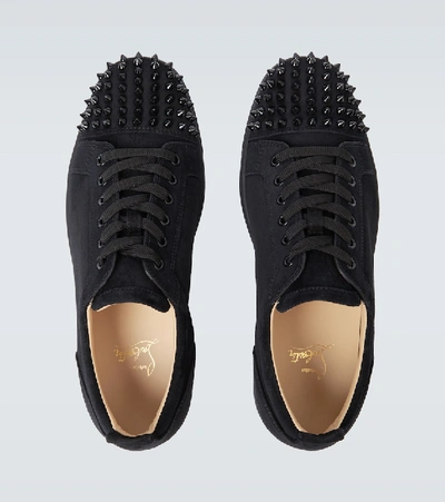 Shop Christian Louboutin Louis Junior Spikes Leather Sneakers In Black
