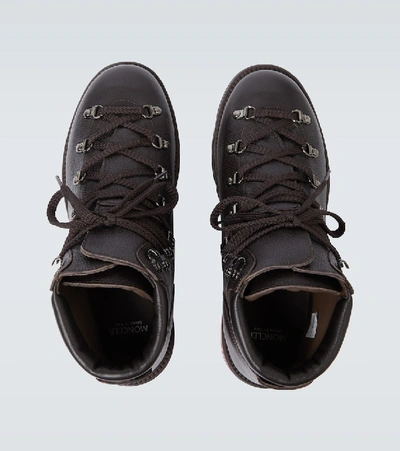 Shop Moncler Peak Leather Boots In Brown