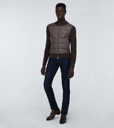 Shop Tom Ford Technical Zipped Cardigan In Brown