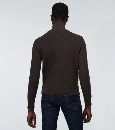 Shop Tom Ford Technical Zipped Cardigan In Brown