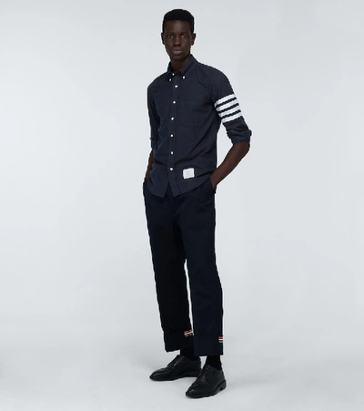 Thom Browne Flannel 4-bar Shirt In Blue