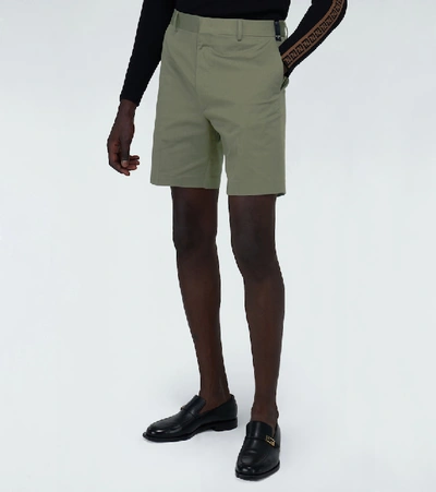 Shop Fendi Stretch-cotton Shorts In Green