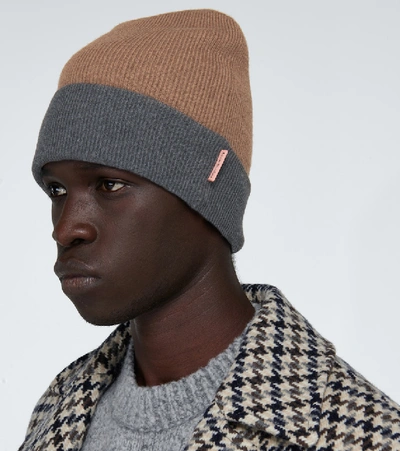 Shop Acne Studios Kaam Reversible Wool Beanie In Beige