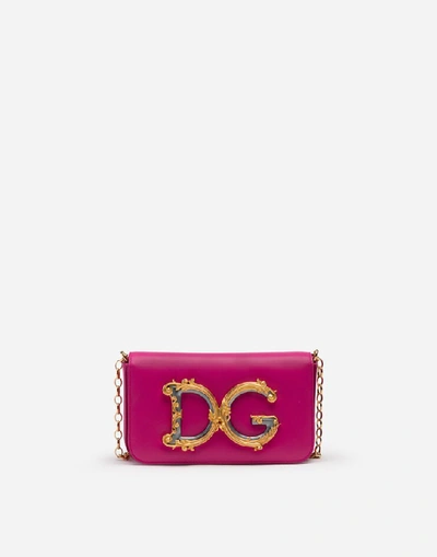 Shop Dolce & Gabbana Dg Girls Clutch In Calfskin In Pink