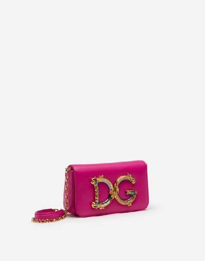 Shop Dolce & Gabbana Dg Girls Clutch In Calfskin In Pink