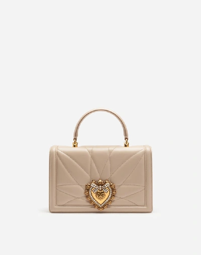 Shop Dolce & Gabbana Big Devotion Bag In Matelasse' Nappa In Beige